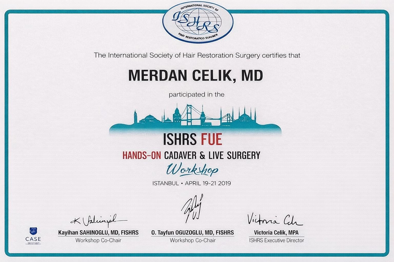 Dr. Merdan Celik official Aesthetic Medicine certification, Turkish Ministry of Health